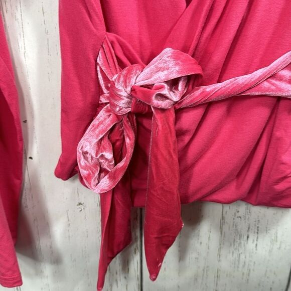 J.Crew Pink Long Sleeve Faux Wrap Top with Velvet Tie NWT Size M - Picture 7 of 14